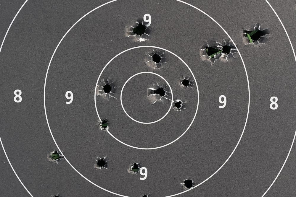 Paper target with shooting range numbers